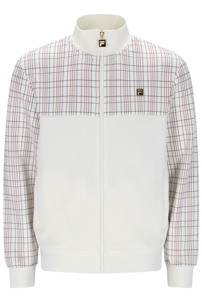 Regan Printed Check Track Jacket White/Down-129