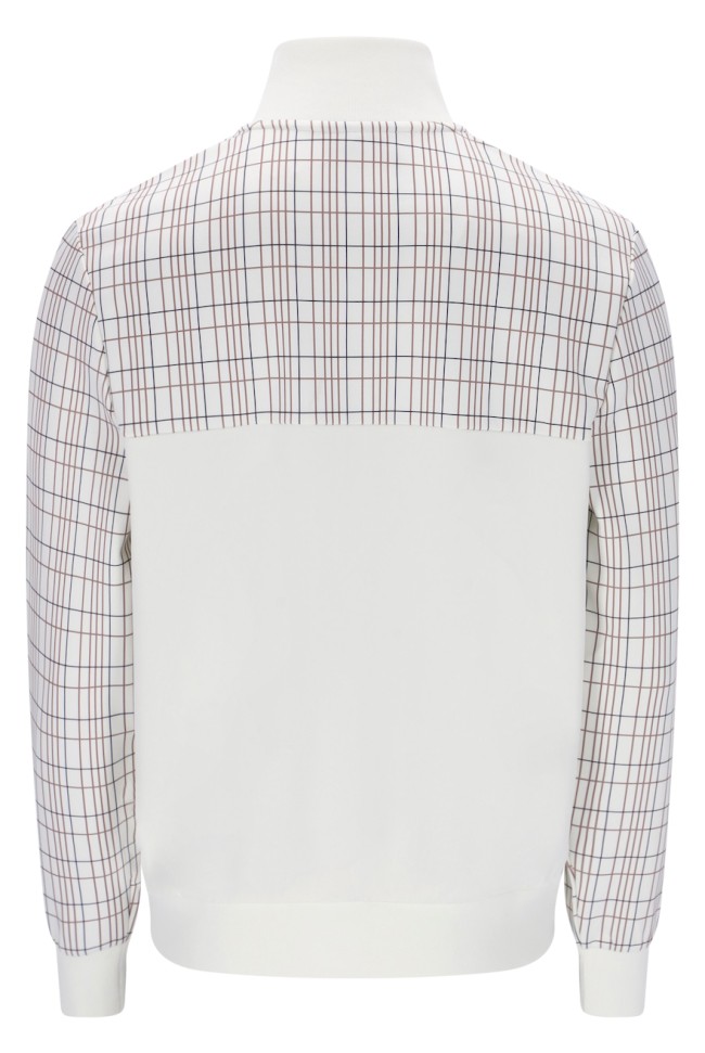 Regan Printed Check Track Jacket White/Down-129