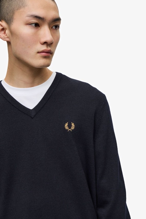 Fred Perry K9600 Classic V Neck Jumper Knitwear, from ApacheOnline