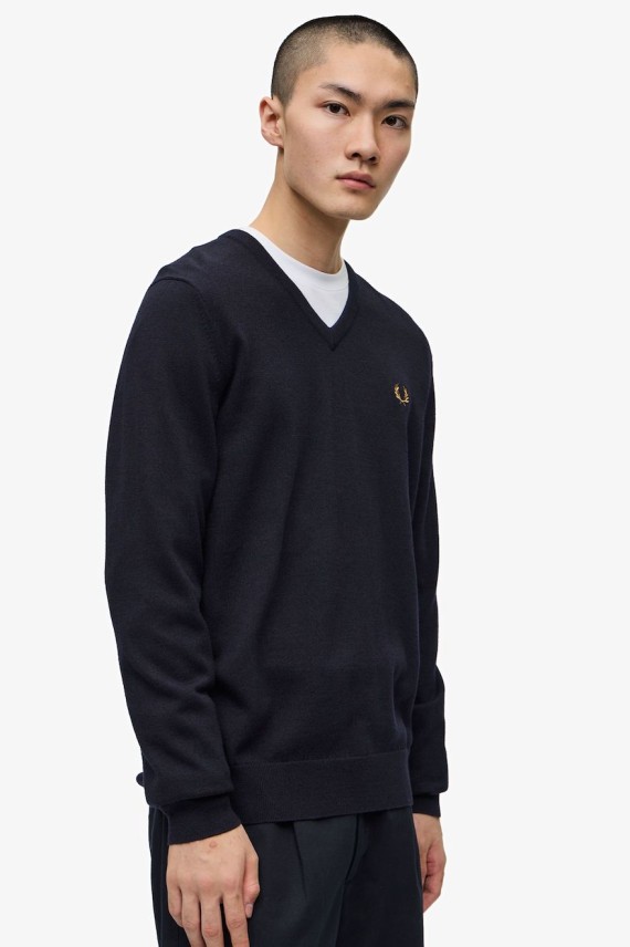 Fred Perry K9600 Classic V Neck Jumper Knitwear, from ApacheOnline