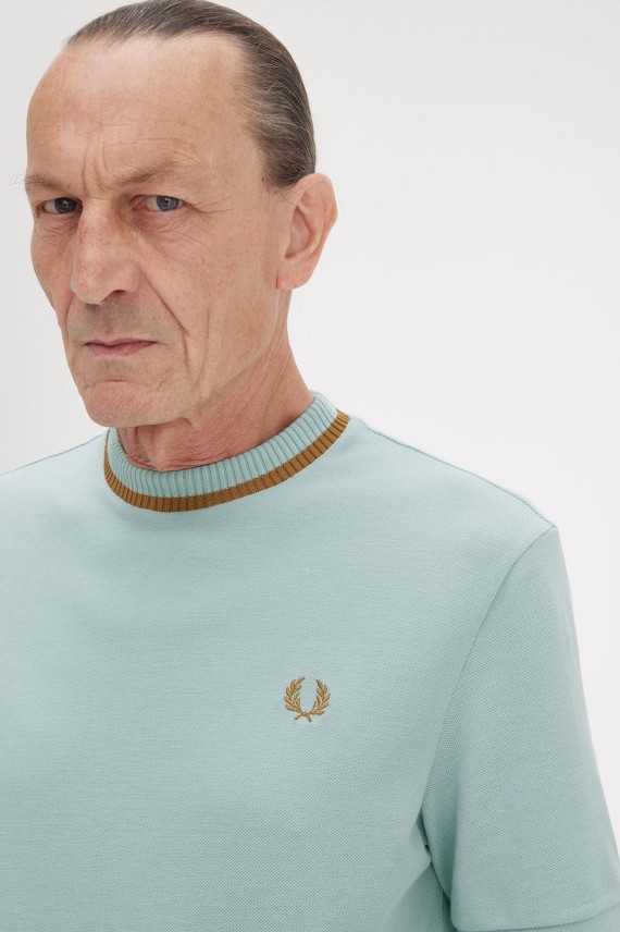M7 Crew Neck Pique T Shirt Silver/Blue-959