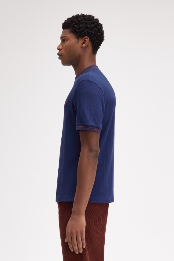 M8679 Ribbed Jersey T Shirt French/Navy-143