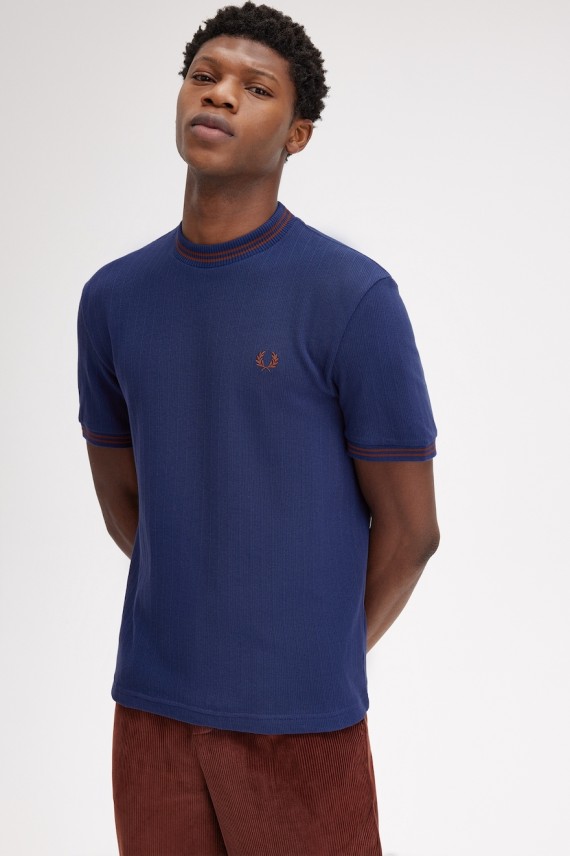 M8679 Ribbed Jersey T Shirt French/Navy-143