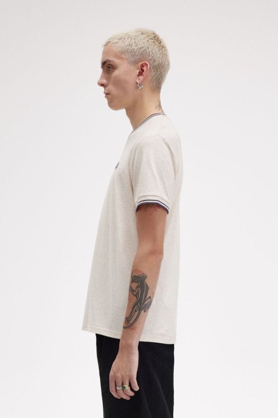 M1588 Twin Tipped T Shirt PorridgeMarl/AnchorGrey-W50
