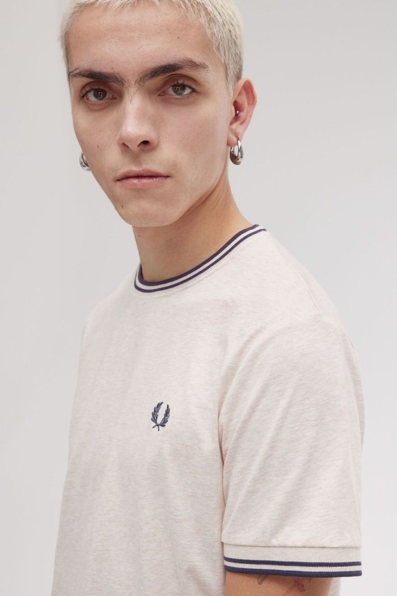 M1588 Twin Tipped T Shirt PorridgeMarl/AnchorGrey-W50