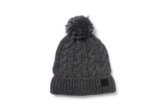 Aran Beanie Pom Pom Hat Charcoal