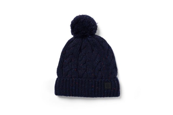 Aran Beanie Pom Pom Hat Blue