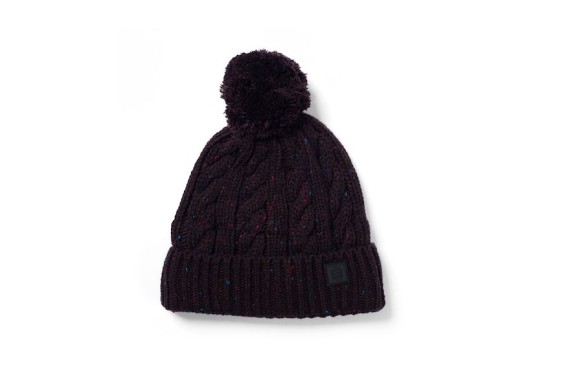 Aran Beanie Pom Pom Hat Merlot