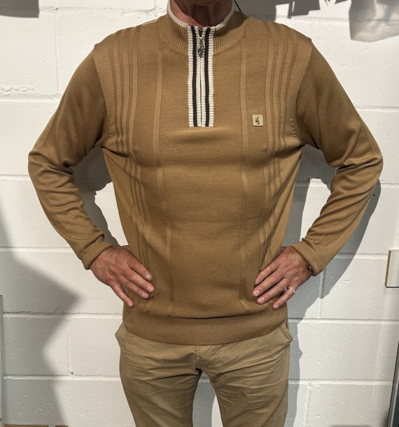 V55GM12 Romley 1/4 Zip Jumper Nutmeg