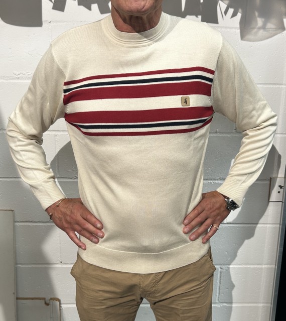 V55GM19 Liam Striped Knitwear Cream