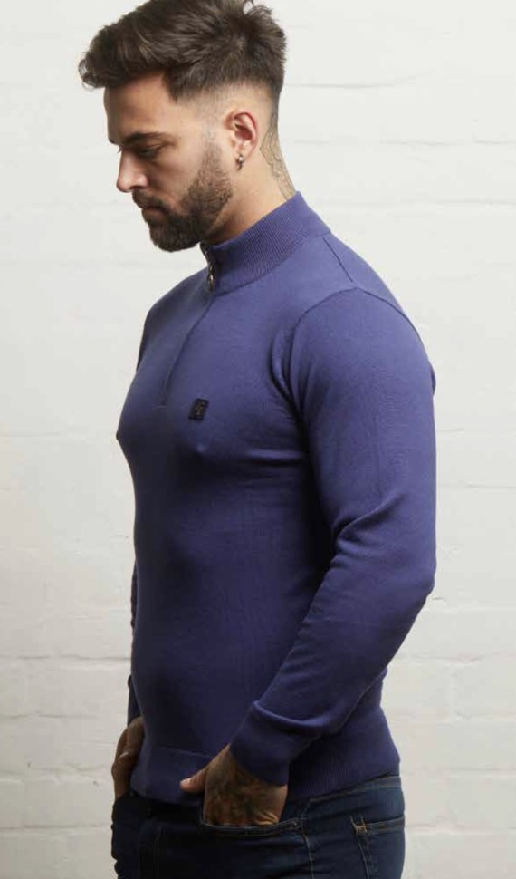 V55GK15 Naxton 1/4 Zip Knitwear Atlantic