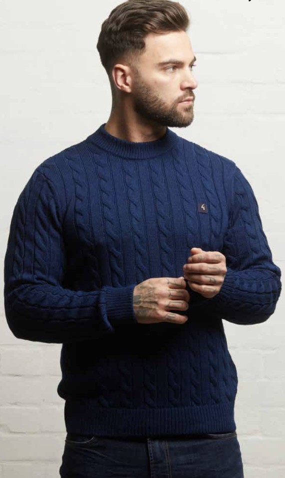 V55GM20 Temor Cable Knit Jumper Navy