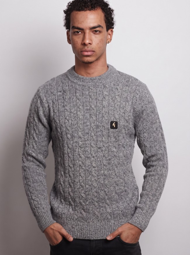 Charcoal V57GM21 Temor Cable Knit Jumper