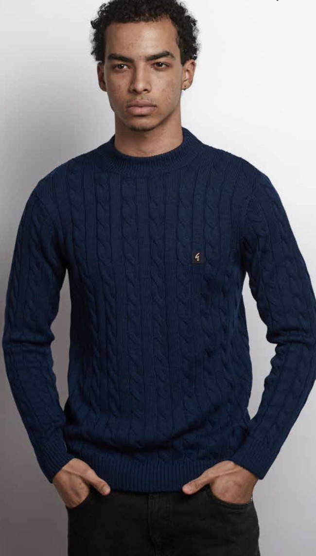 V57GM21 Temor Cable Knit Jumper Navy