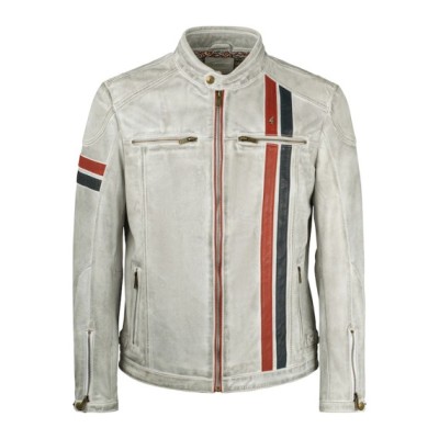 Gabicci Vintage AGABJ03 Mcqueen Racing Stripe Leather Jacket AGABJ03 Mcqueen Racing Stripe Leather Jacket