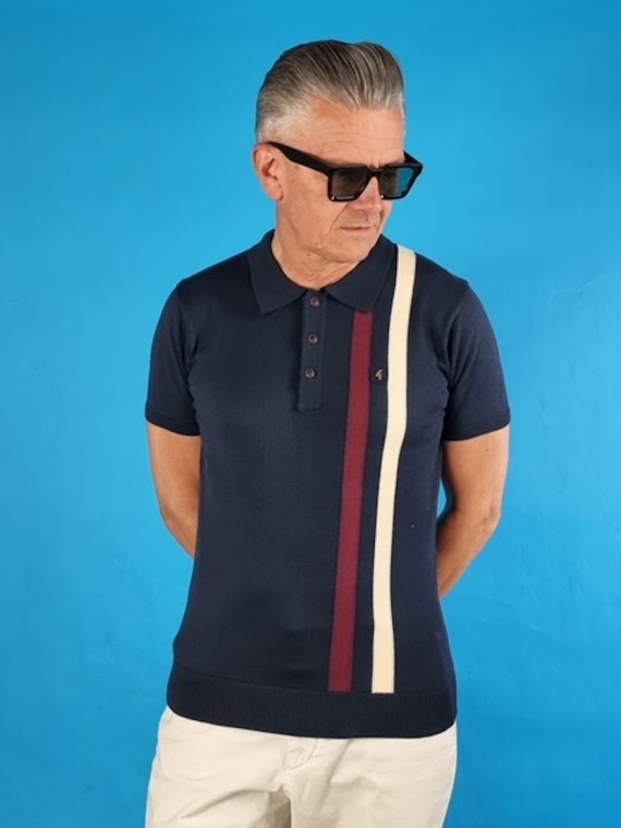 V19GM40 Coltrane Knitted Polo Shirt Navy