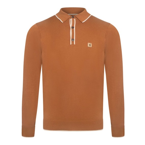 V53GM09 Linekar Knitted Polo Walnut