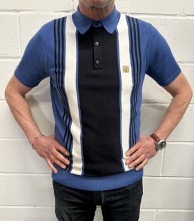 V54GM00 Searle Striped Knitted Polo Shirt