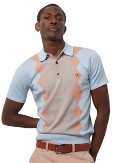 V54GM02 Bond Argyle Knitted Polo Shirt