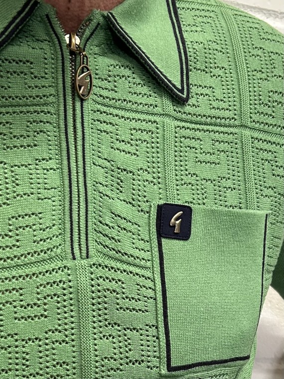 V54GM06 Marr Zip Knitted Polo Shirt Verde