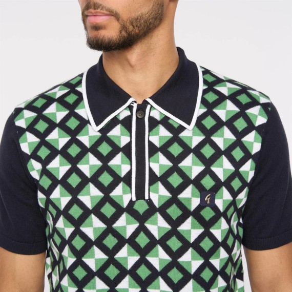 V54GM07 Ted Diamond Knitted Polo Shirt Navy