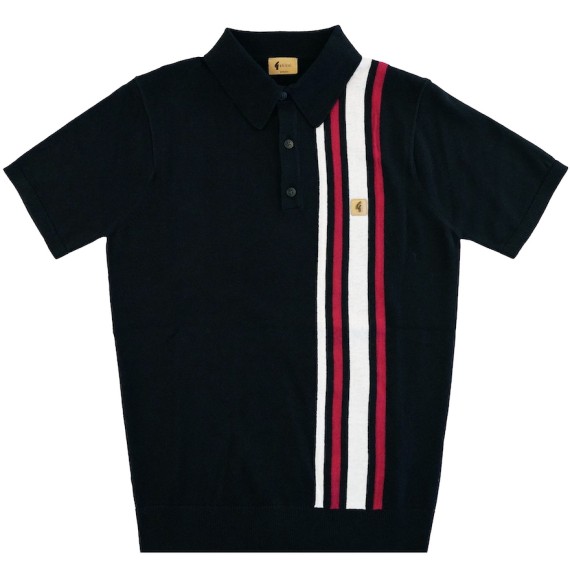 V54GM03 Soda Racing Stripe Knit Polo Navy