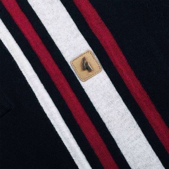 V54GM03 Soda Racing Stripe Knit Polo Navy