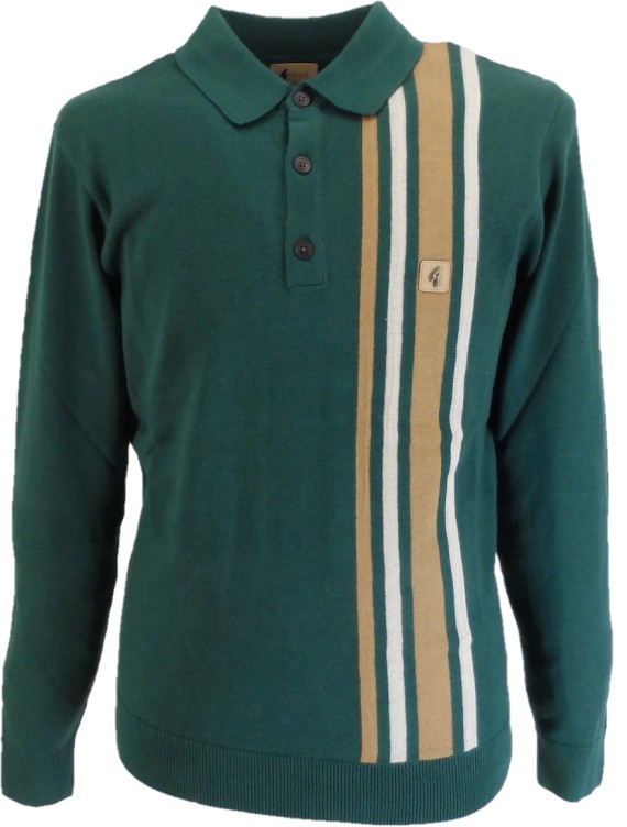 V55GM03 Soda Racing Stripe Long Sleeve Polo Ivy