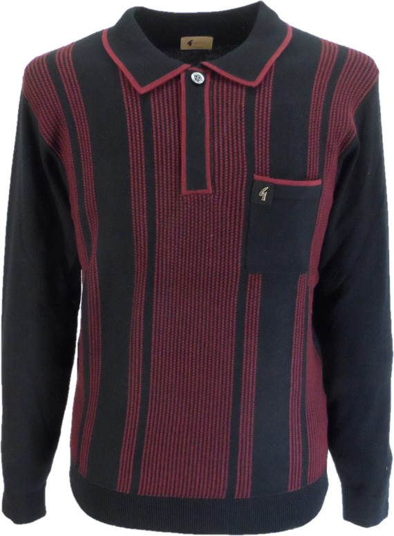 V55GM04 Dante Long Sleeve Knit Polo Black