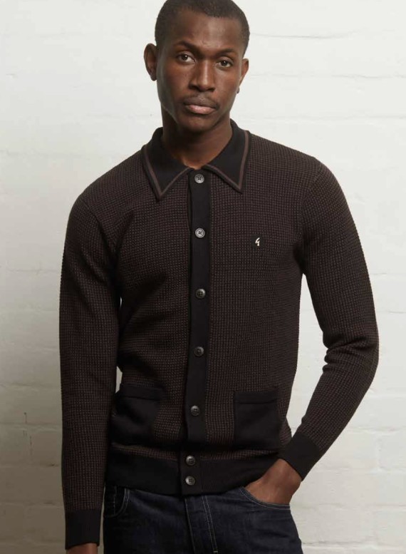 V55GM16 Noel Button Through Knit Polo Black