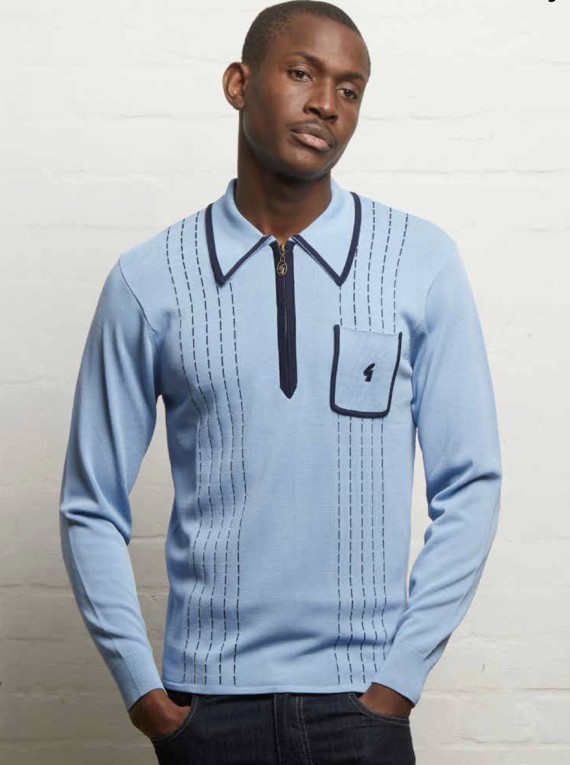 V55GM25 Darron Archive Knit Polo Iceberg
