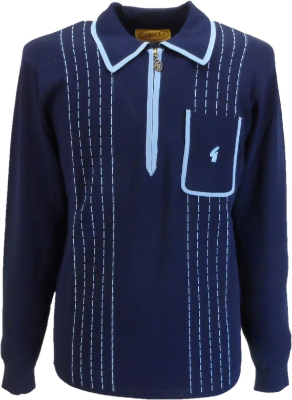 V55GM25 Darron Archive Knit Polo Navy