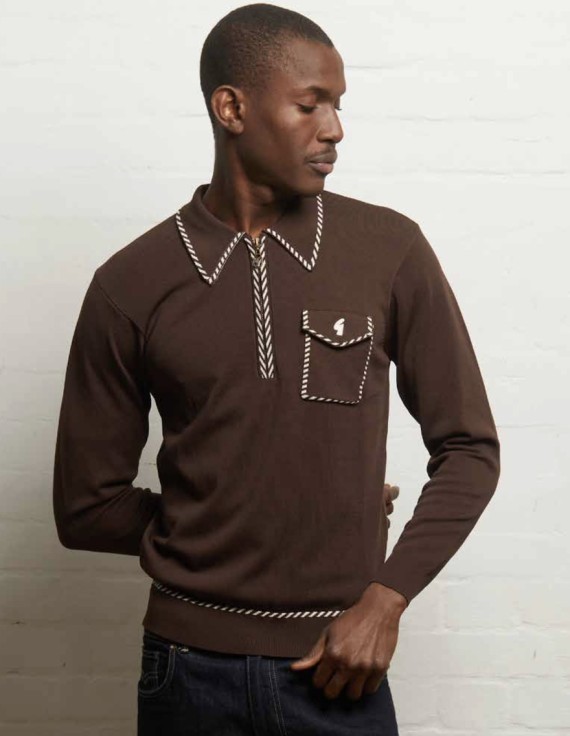 V55GM23 Kiki Archive Knit Polo Clove