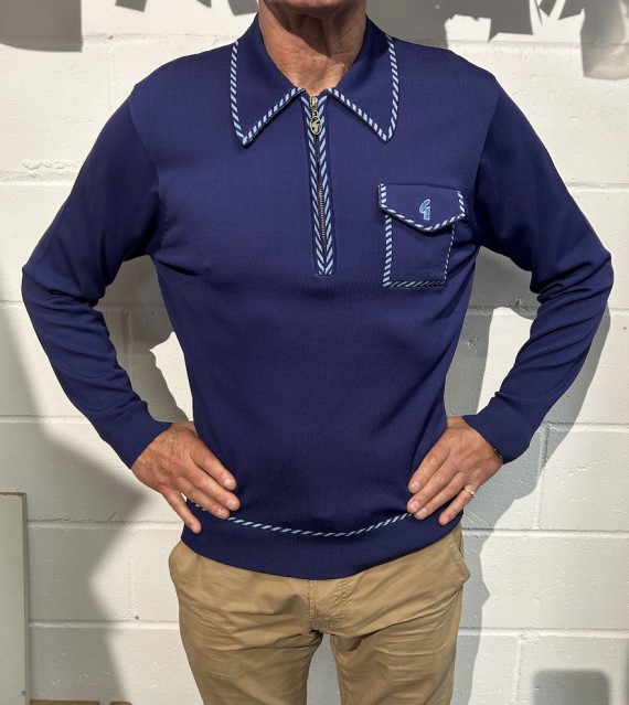 V55GM23 Kiki Archive Knit Polo Atlantic