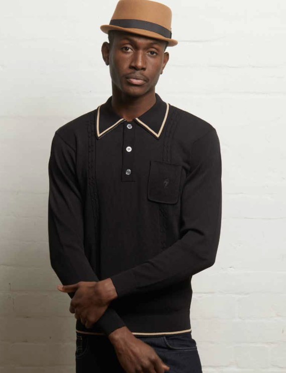 V55GM24 Ned Archive Knit Polo Black