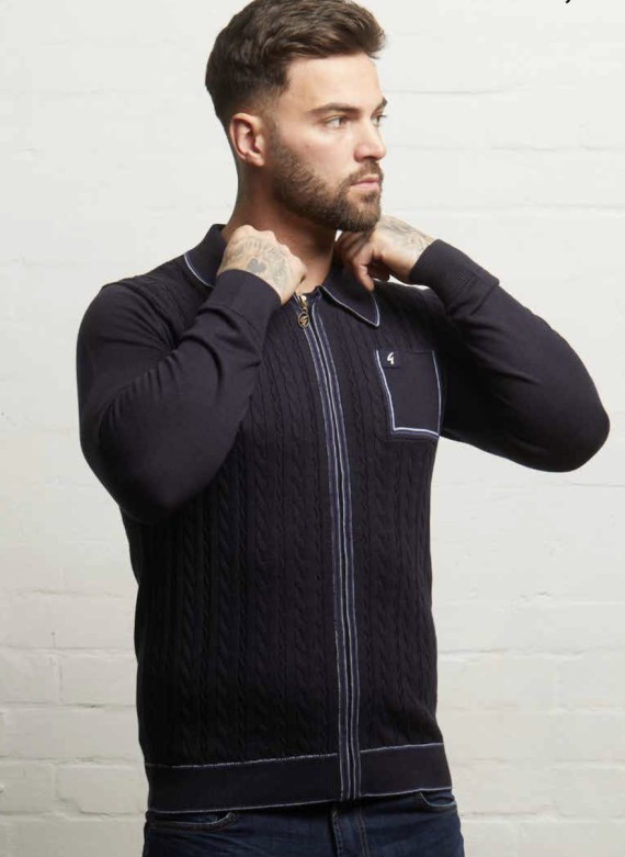 V55GM15 Laverne Zip Through Knit Polo Navy