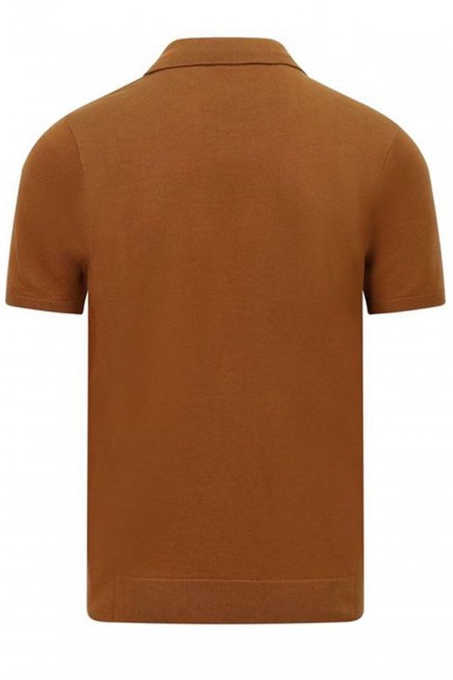 V19GK04 Jackson Short Sleeve Knit Polo Walnut