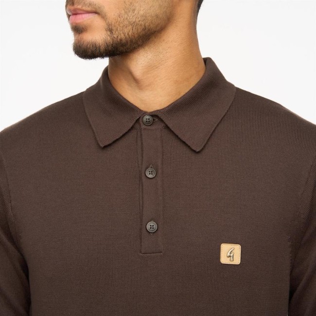 V55GK08 Francesco Long Sleeve Knitted Polo Clove