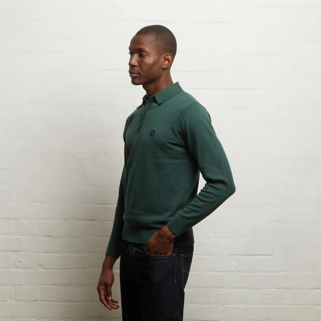 V55GK08 Francesco Long Sleeve Knitted Polo Ivy