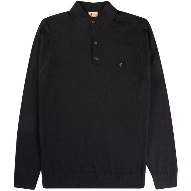 Black V00GK08 Francesco Long Sleeve Knitted Polo