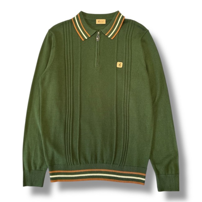 V19GM42A Ronnie Zip Knitted Polo Forest
