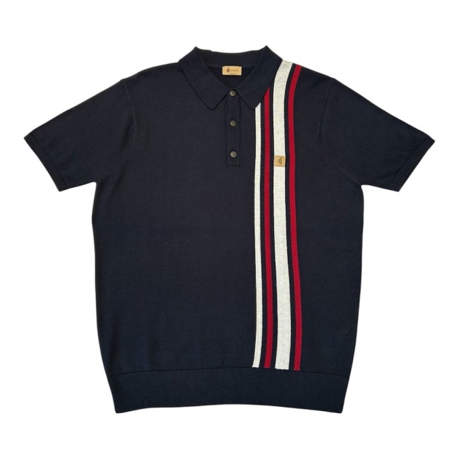 Navy V56GM03 Soda Racing Stripe Knit Polo