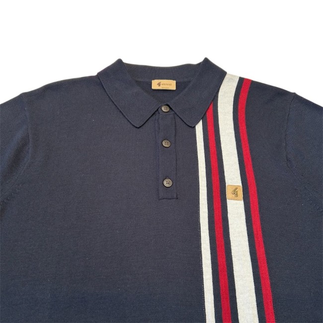 V56GM03 Soda Racing Stripe Knit Polo Navy
