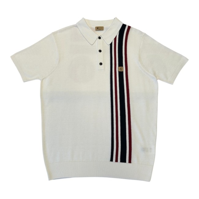 White V56GM03 Soda Racing Stripe Knit Polo