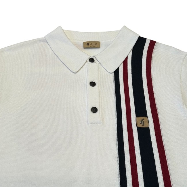 V56GM03 Soda Racing Stripe Knit Polo White