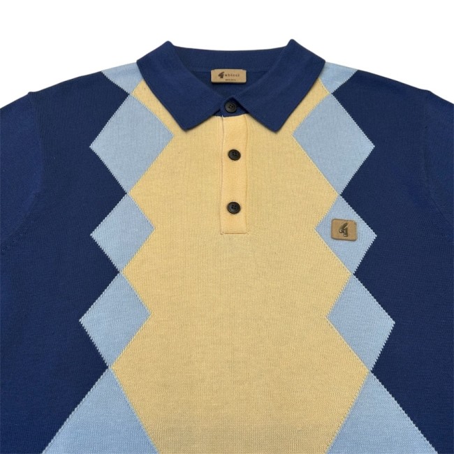 V56GM02 Bond Argyle Knit Polo Delft