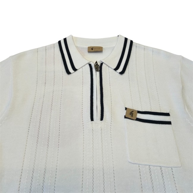 V56GM06 Johnson Zip Knitted Polo White