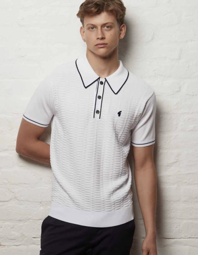 V56GM22 Ronnie Archive Knit Polo White