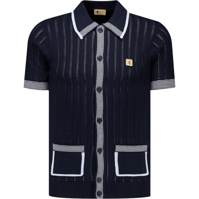 V56GM13 Carter Button Knitted Polo Navy