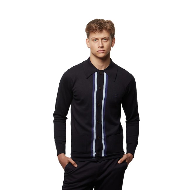 V56GM16 Remmy Long Sleeve Knitted Polo Navy